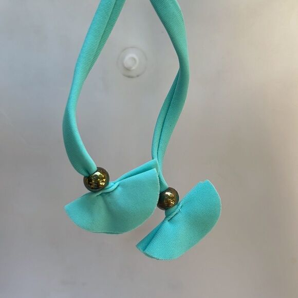 RUFFLE TRIANGLE BIKINI TOP SEAFOAM/MINT/TURQUOISE SMALL - Picture 4 of 6